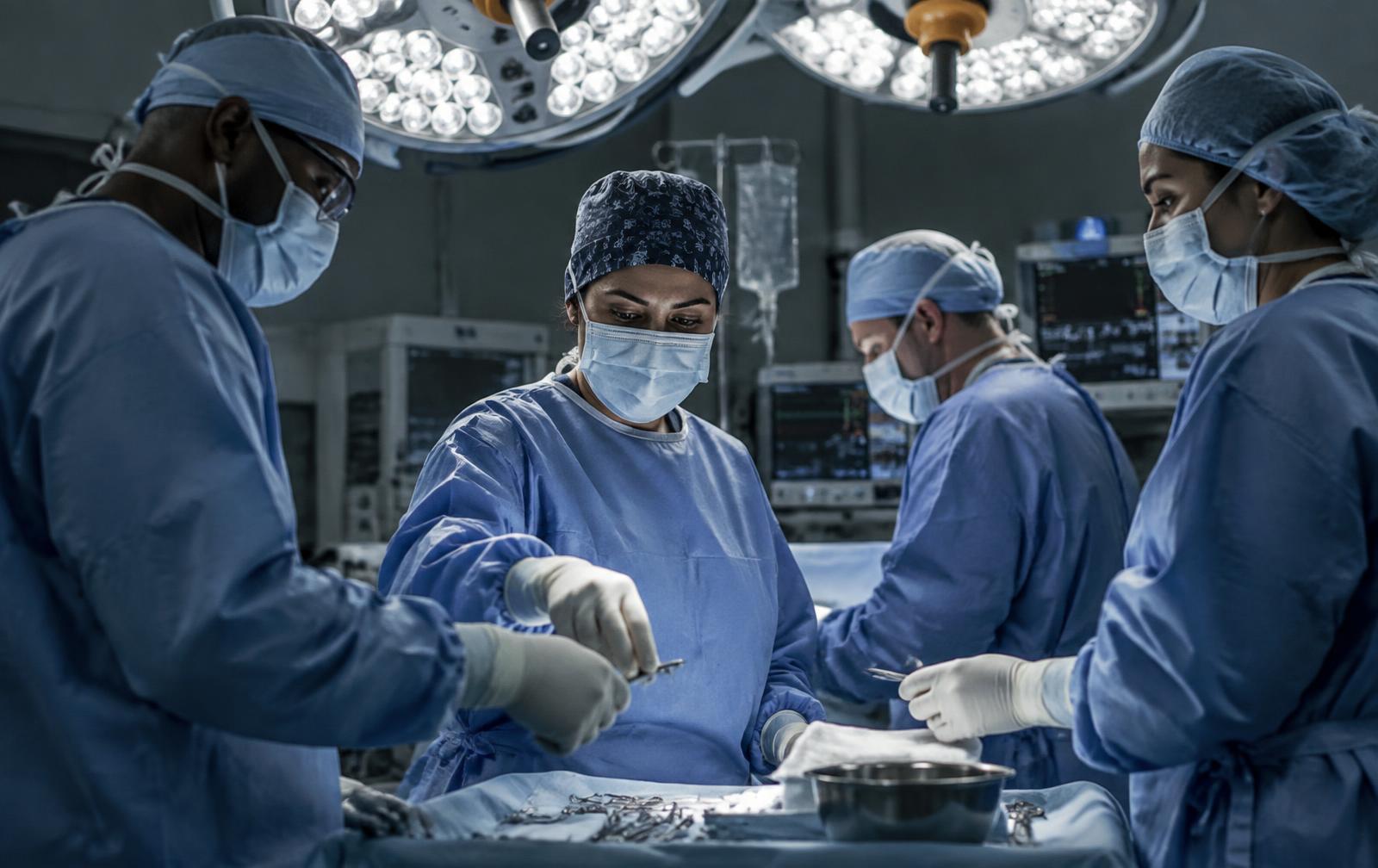 Surgical team working in a modern operating environment