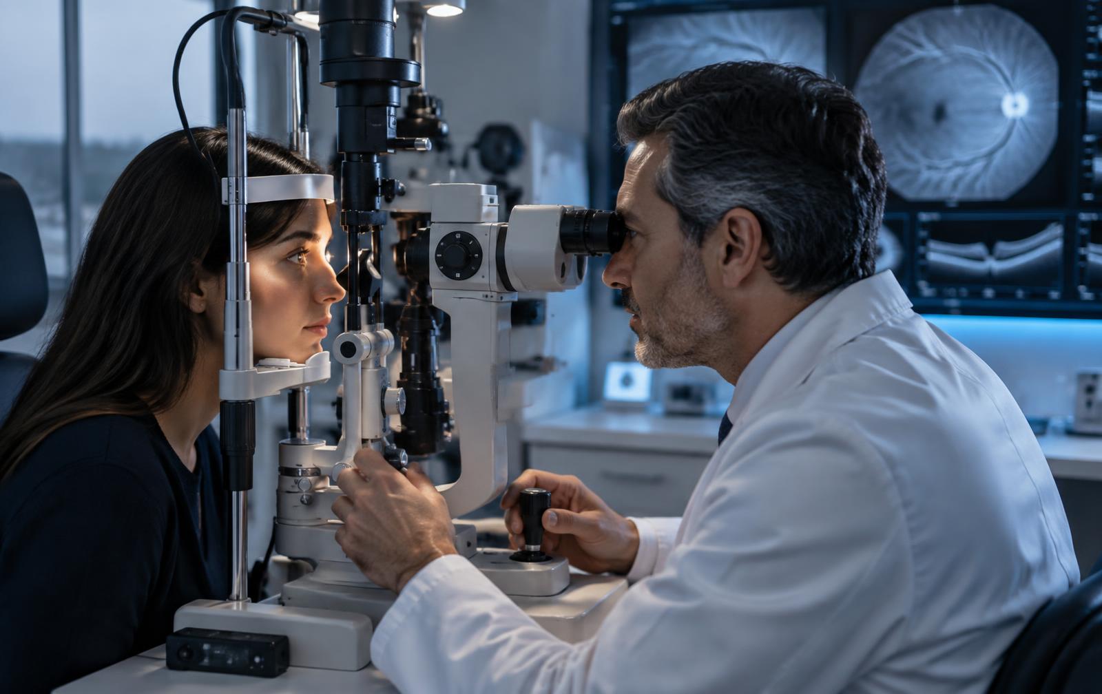Ophthalmologist using advanced diagnostic technology